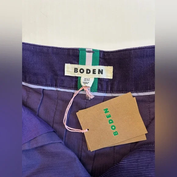Boden Pleated Corduroy High Waist Mini Skirt Purple Women’s Size 2P Petite NWT - Picture 7 of 16